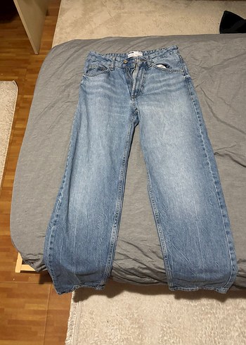 Gri Kadın Bol Kesim Midi Denim Jean