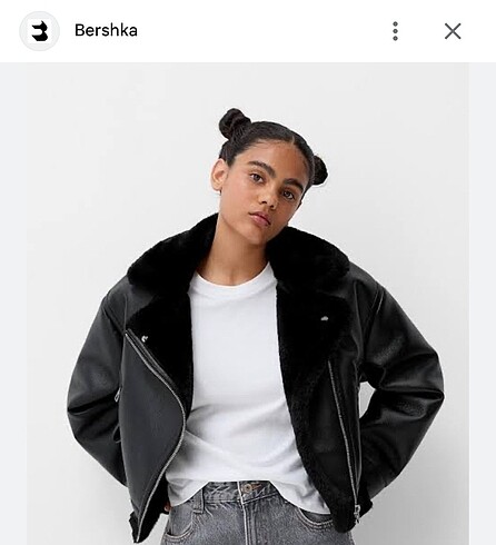 Bershka Siyah Biker Kürk Mont