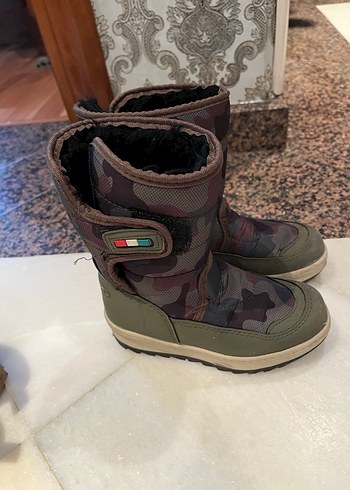 Kahverengi Kamuflaj Erkek Çocuk Botu Velcro