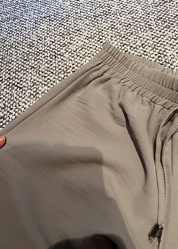 l Beden gri Renk Gri Beli Bol Kesim Kadın Pantolon