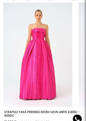 Pembe Straplez Prenses Kesim Uzun Abiye cengiz aktürk - Görsel 2