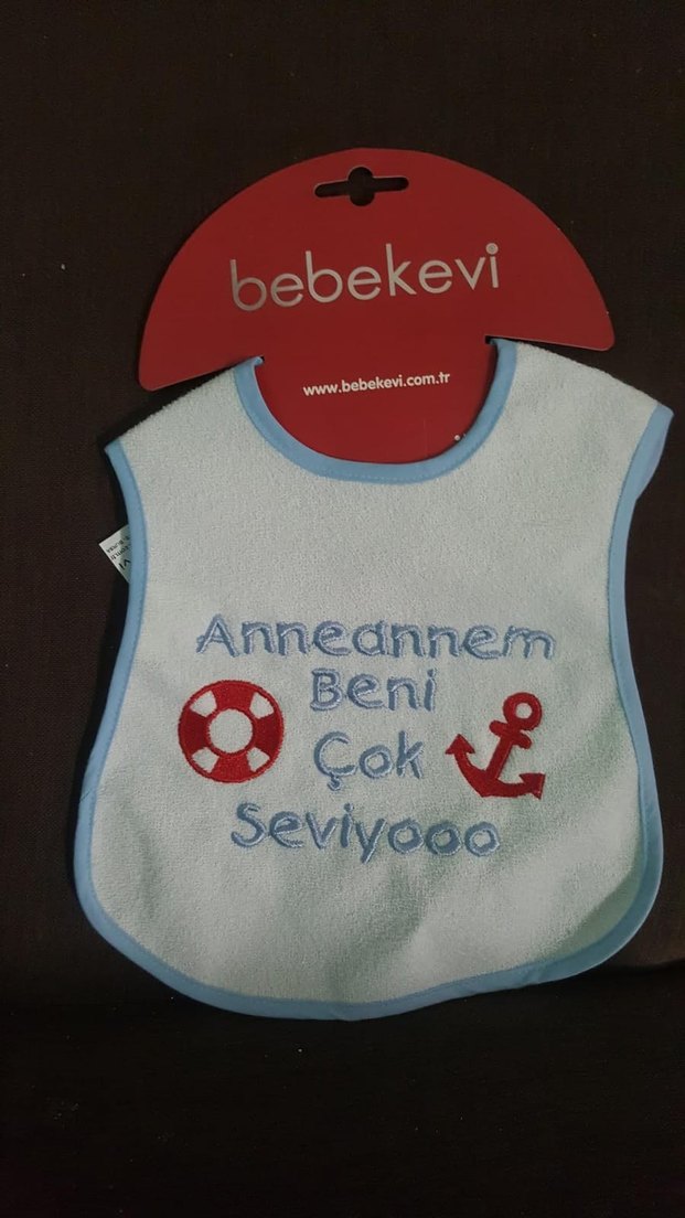 Anneannem Beni Çok Seviyor Mavi Bebek Önlüğü - Görsel 3