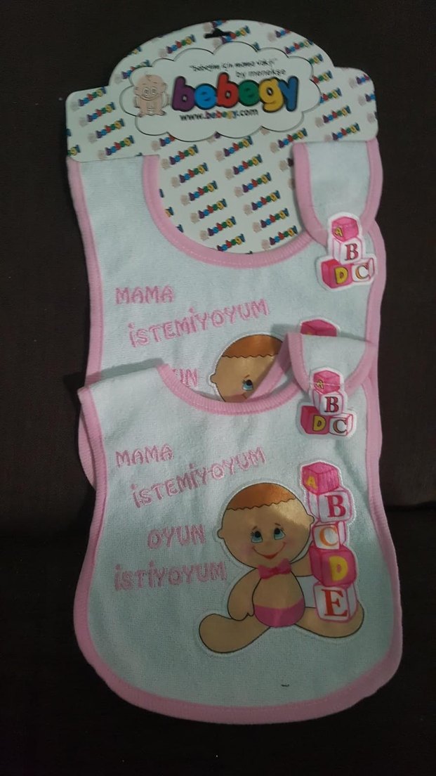 Pembe Baskılı Bebek Önlüğü - Görsel 3