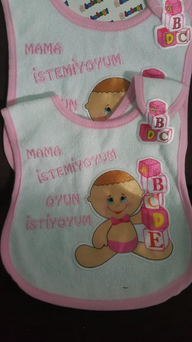 Pembe Baskılı Bebek Önlüğü - Görsel 4