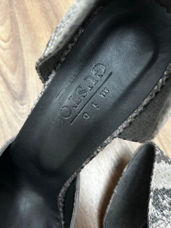 Gri Yılan Desenli Süet Stiletto - Görsel 4