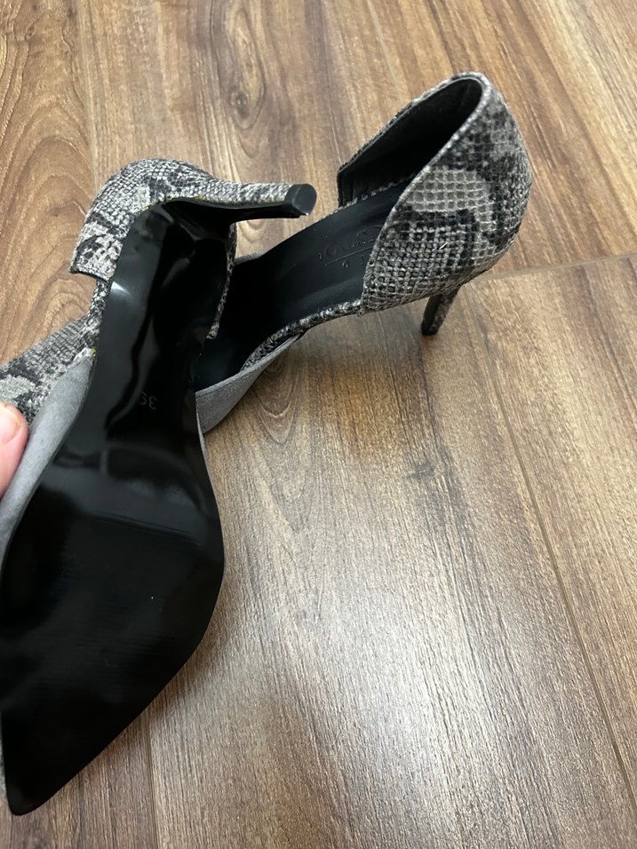 Gri Yılan Desenli Süet Stiletto - Görsel 5