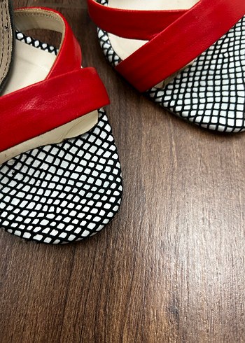 Renkli Yılan Desenli Stiletto Kadın Ayakkabı - Görsel 5