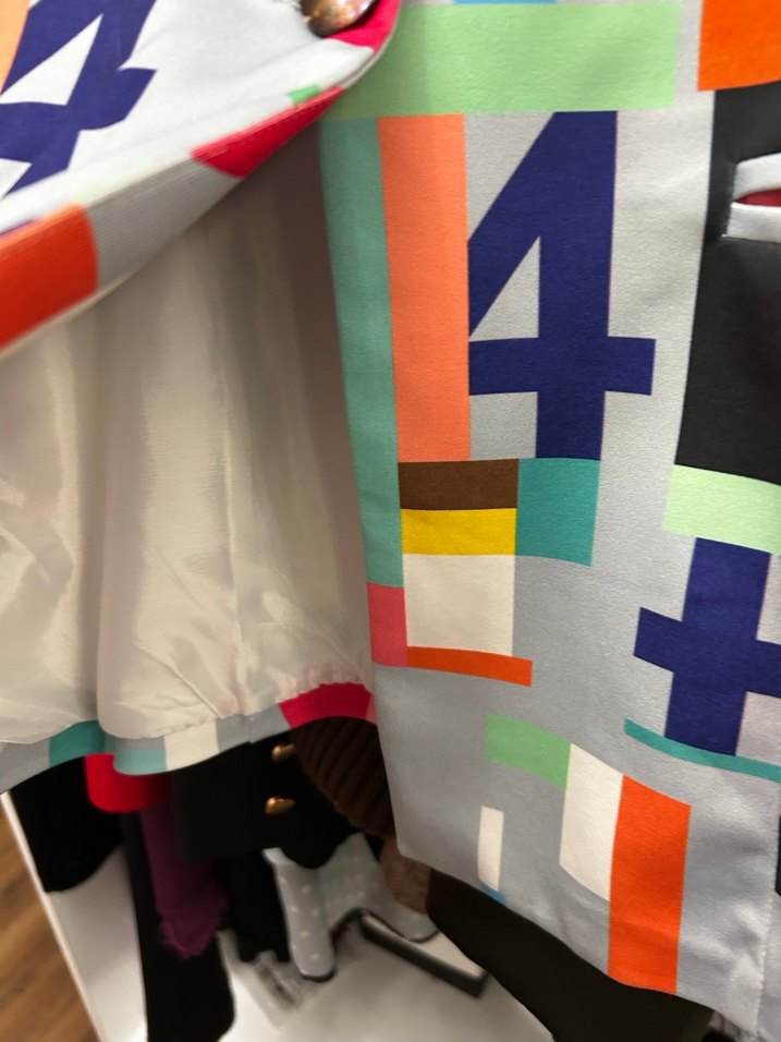 Renkli Baskılı Midi Kadın Blazer Ceket - Görsel 4