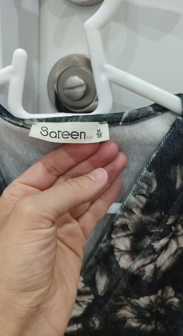 Haki kruvaze Uzun Kollu  Desenli Bluz - Görsel 5