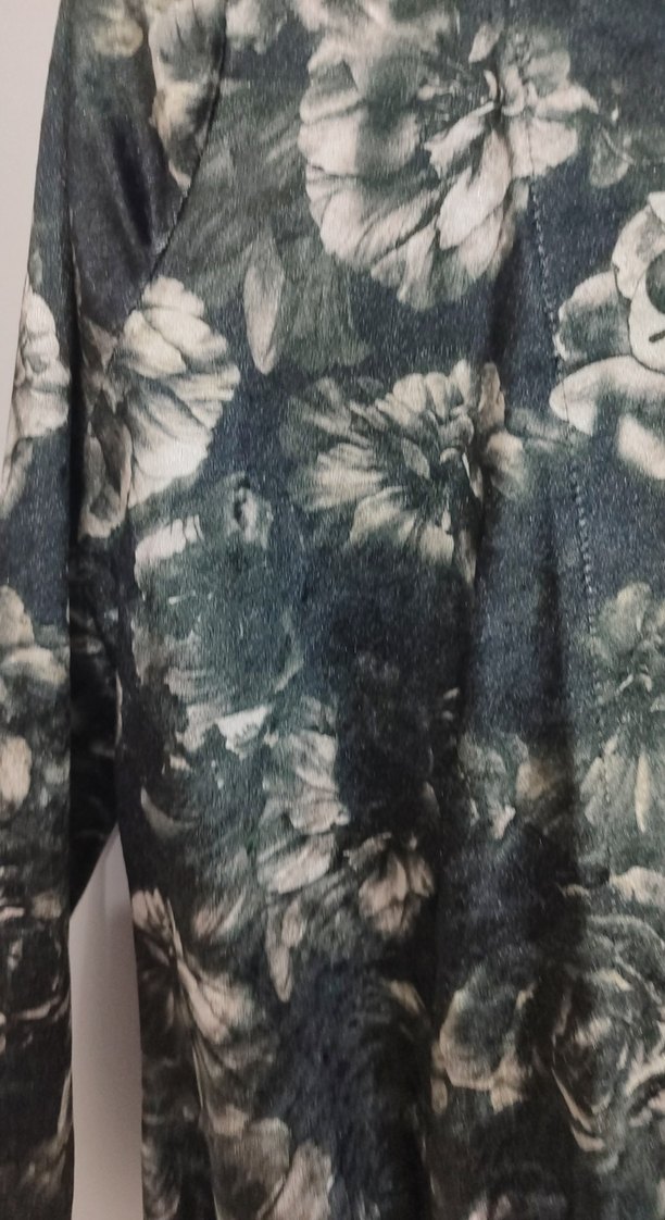 Haki kruvaze Uzun Kollu  Desenli Bluz - Görsel 2