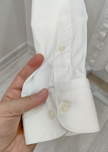 Beyaz Klasik Erkek Keten Gömlek - Görsel 5