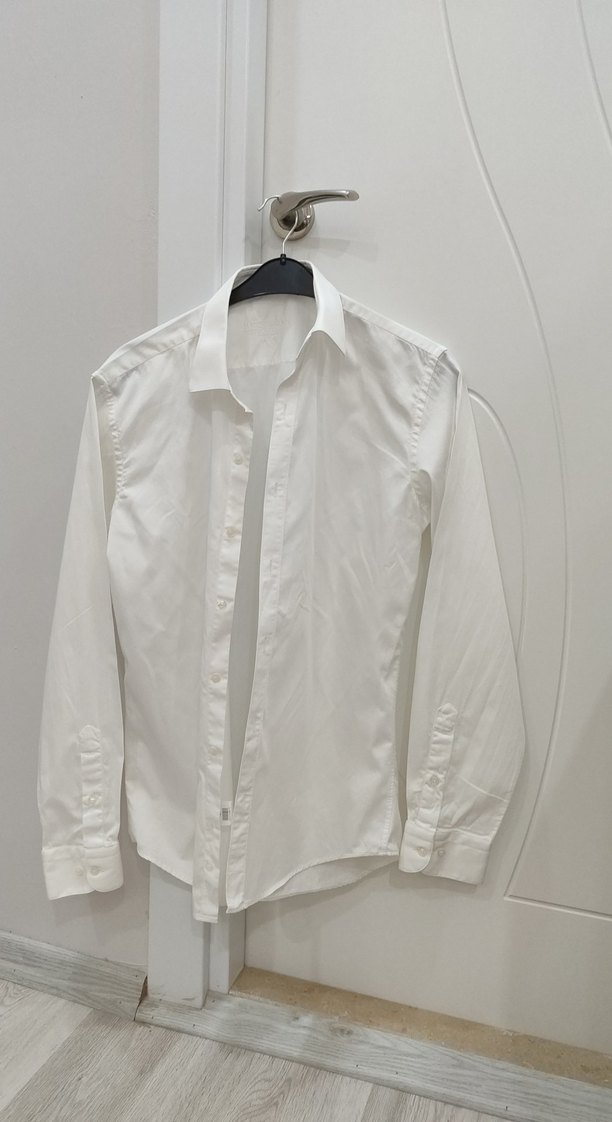 Beyaz Klasik Erkek Keten Gömlek - Görsel 2