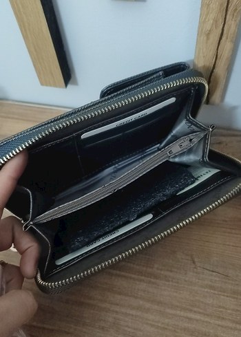 Gri Deri Kadın Çapraz Çanta Fermuarlı - Görsel 4