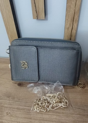 Gri Deri Kadın Çapraz Çanta Fermuarlı - Görsel 5