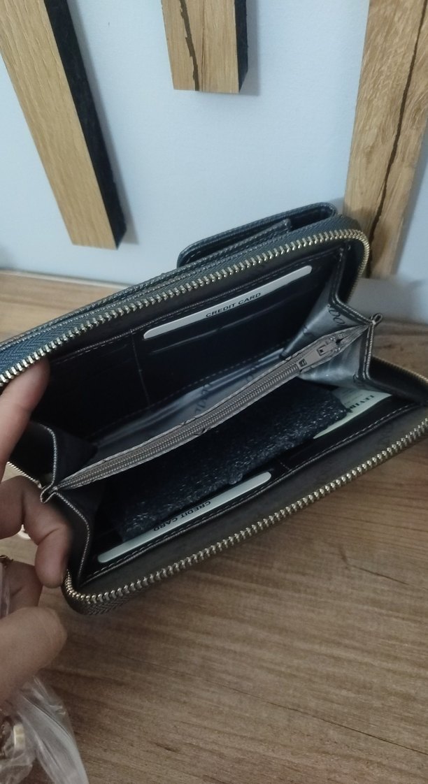 Gri Deri Kadın Çapraz Çanta Fermuarlı - Görsel 4