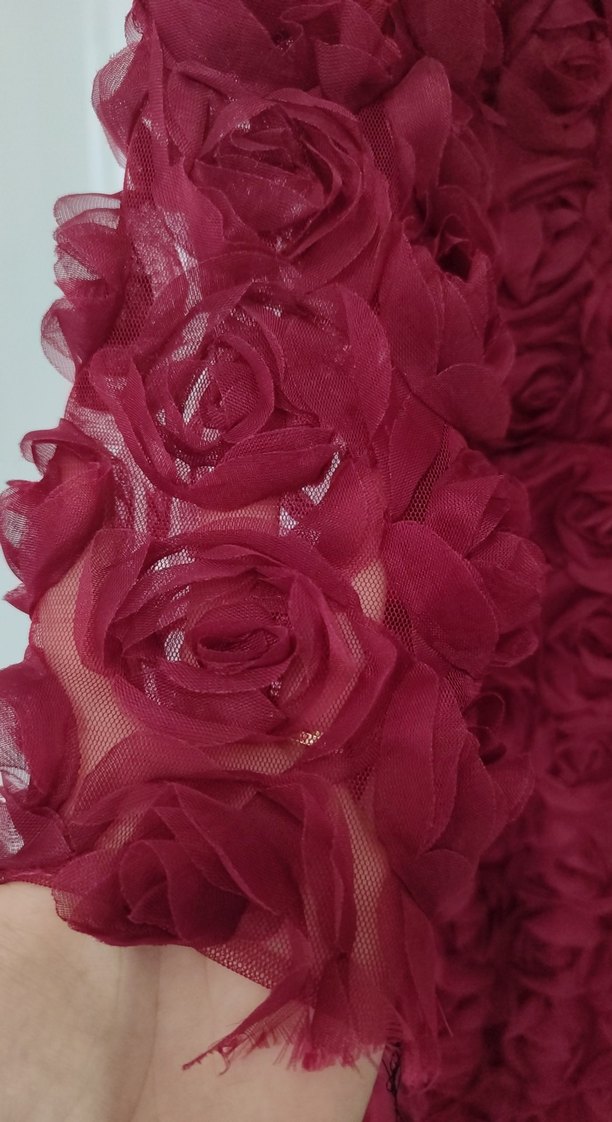 Bordo Uzun Kollu  Elbise - Görsel 3