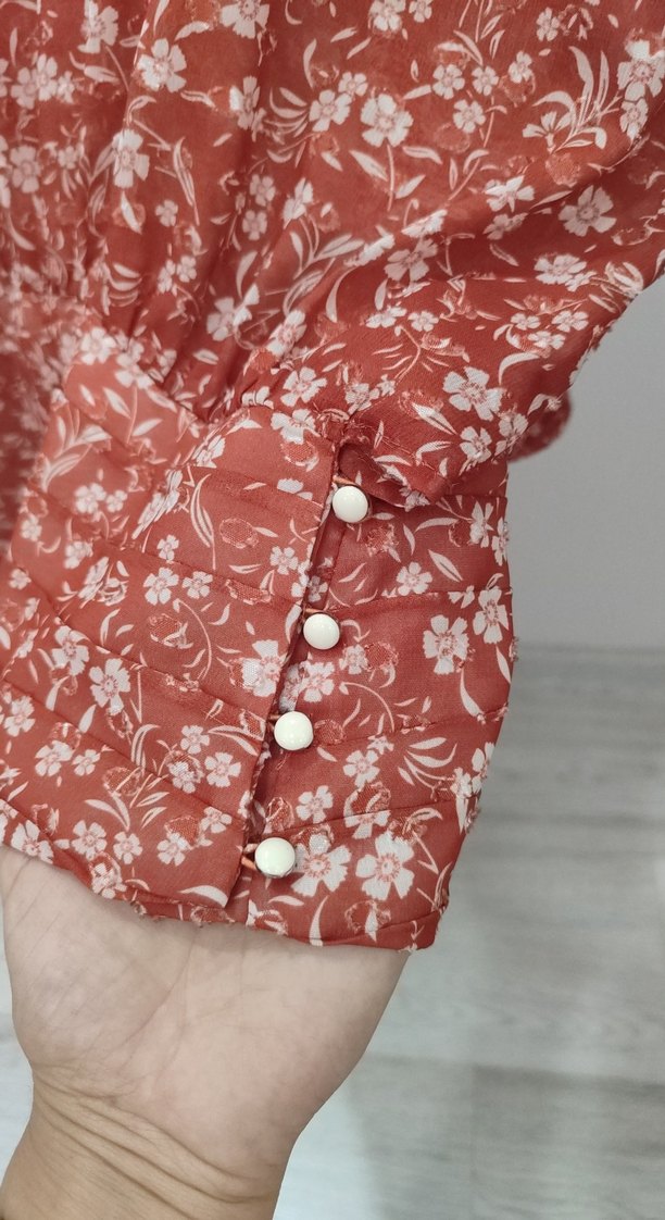 Kadın Kahverengi Uzun Kollu Salaş Bluz - Görsel 4