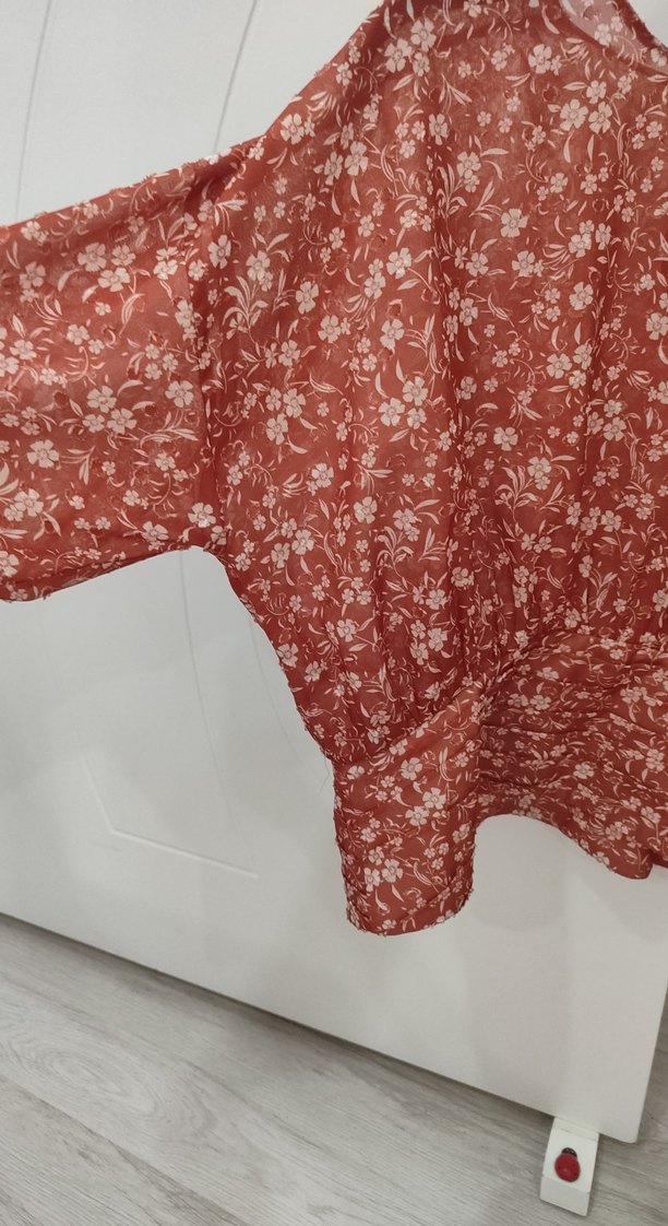 Kadın Kahverengi Uzun Kollu Salaş Bluz - Görsel 5