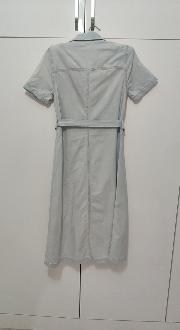 Kemerli Denim Midi Elbise - Görsel 3