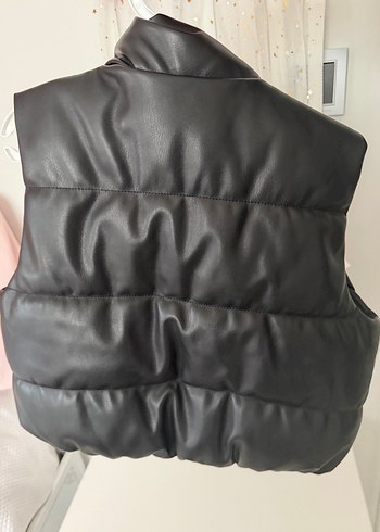 Düğmeli Siyah Deri çocuk Yelek - Görsel 2
