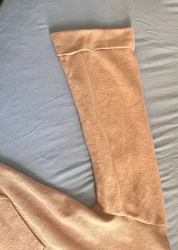 Bej Süet kapüşonlu Kadın Sweatshirt - Görsel 2