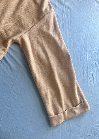 Bej Süet kapüşonlu Kadın Sweatshirt - Görsel 4