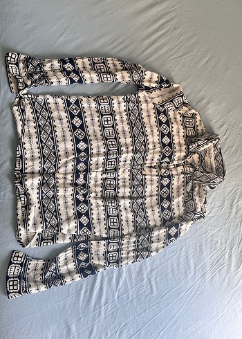 Bohem Gri Uzun Kollu Gömlek - Görsel 2