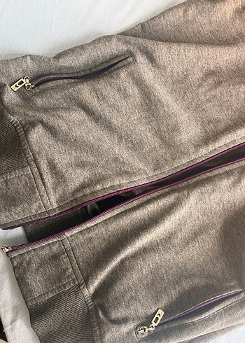 Mor ve Gri Kapüşonlu Kadın hummel hırka - Görsel 2