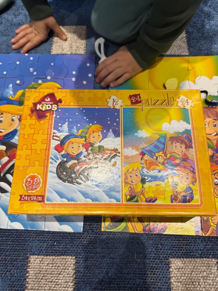 Çocuklar için Renkli 2'li Puzzle Seti - Görsel 4