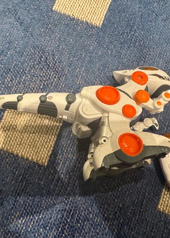 Beyaz Gri Robot Dinozor Figürü - Görsel 3