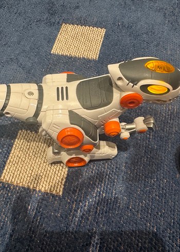 Beyaz Gri Robot Dinozor Figürü - Görsel 2