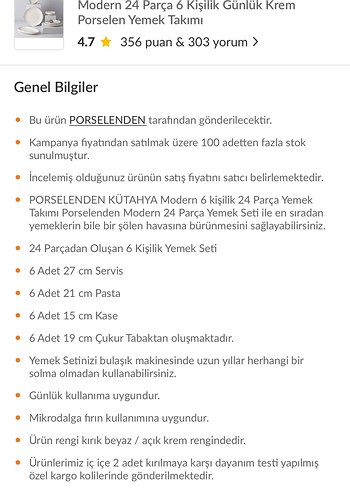 Beden 12 Kişilik 27 Parça Beyaz Modern Yemek Takımı