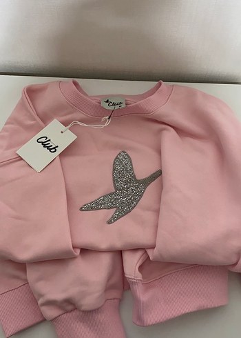 Pembe Pul İşlemeli Kız Sweatshirt - Görsel 2