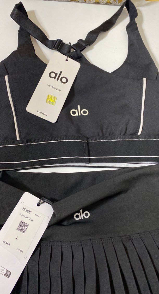 Alo Siyah Pilili Uzun Kadın Spor Elbise - Görsel 2