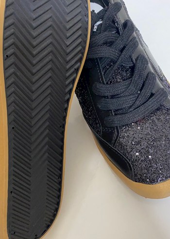 Siyah Simli Stiletto Topuklu Kadın Spor Ayakkabı - Görsel 4