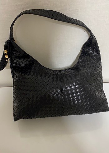 Siyah Deri Örgülü Kadın Çanta - Görsel 2
