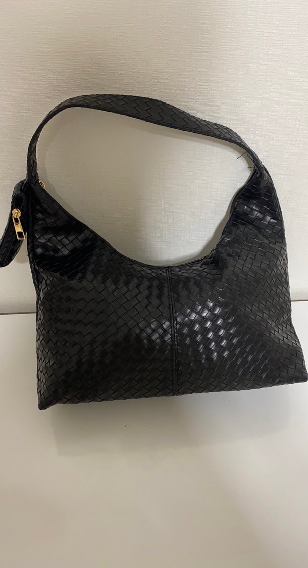 Siyah Deri Örgülü Kadın Çanta - Görsel 2