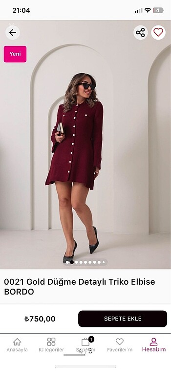 Bordo elbise
