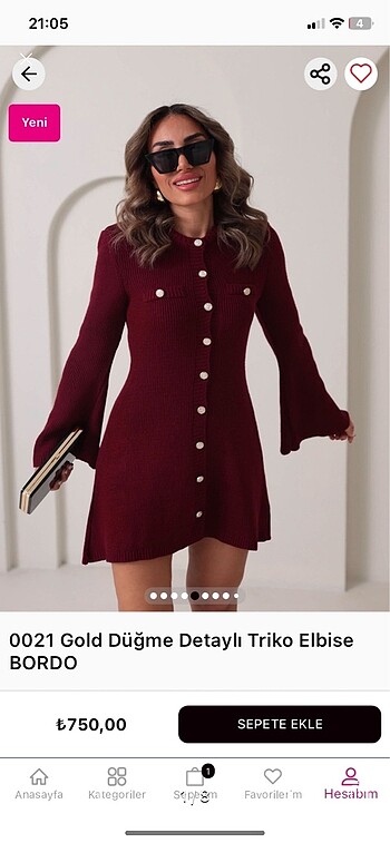 s Beden Bordo elbise