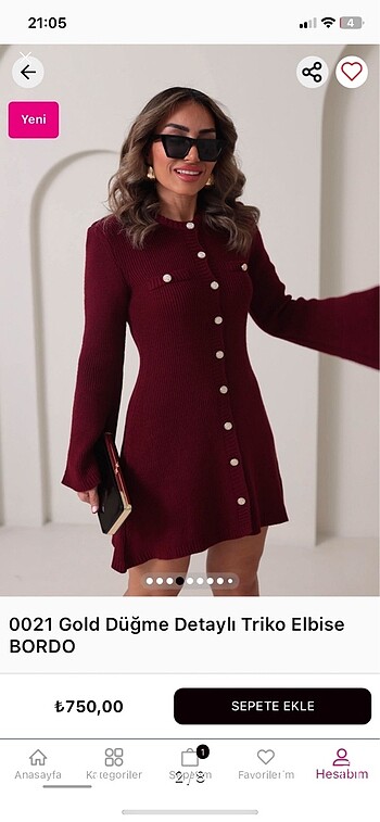 Bershka Bordo elbise