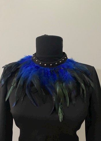 Kollu, Kürklü Siyah Mini Elbise - Görsel 3