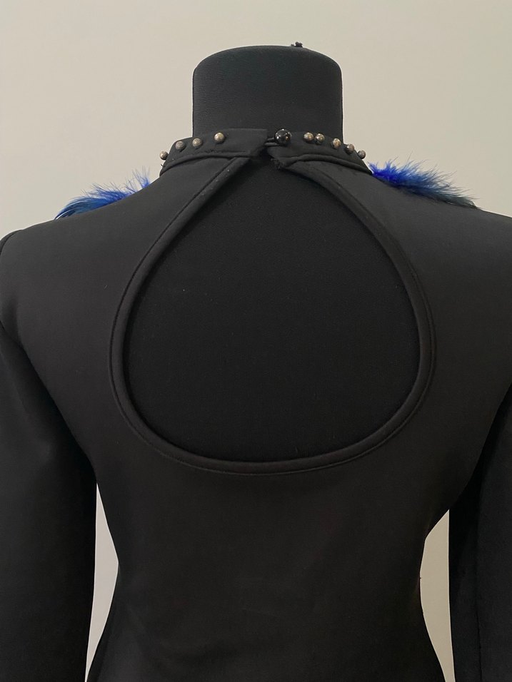 Kollu, Kürklü Siyah Mini Elbise - Görsel 4