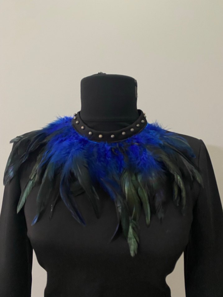 Kollu, Kürklü Siyah Mini Elbise - Görsel 3