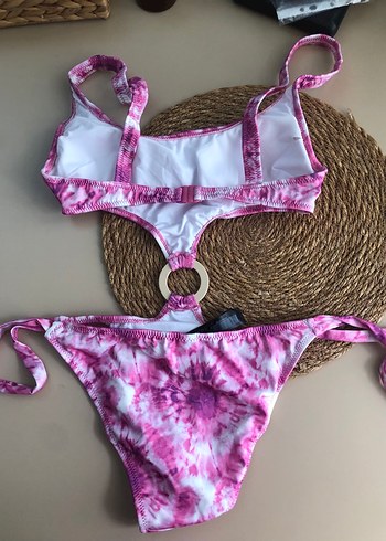 36 Beden Pembe Bağlamalı Dantel Detaylı Mini Bikini