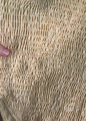 Sarı Örgü Dokulu İp Askılı Kadın Mayo - Görsel 2