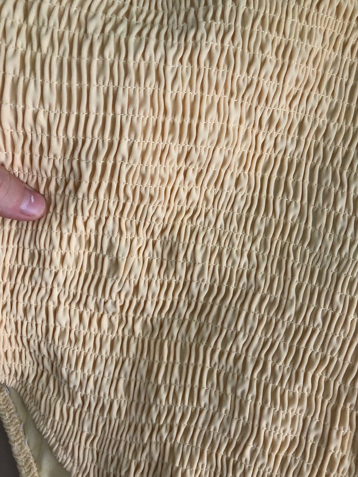 Sarı Örgü Dokulu İp Askılı Kadın Mayo - Görsel 2