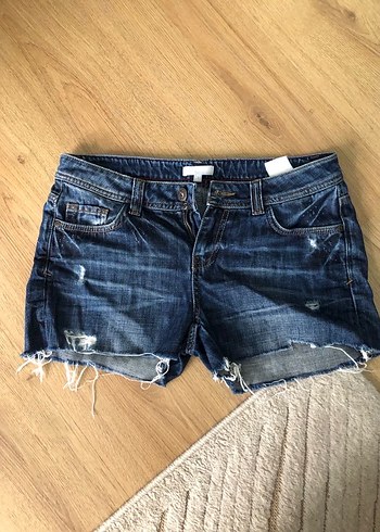 Kadın Koyu Mavi Mini Denim Şort