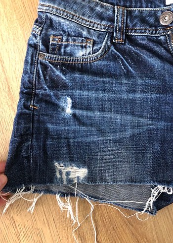 s Beden Kadın Koyu Mavi Mini Denim Şort