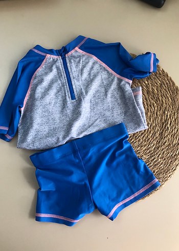 Erkek Çocuk Gri Mavi Kısa Kollu Deniz Temalı Mayo - Görsel 5