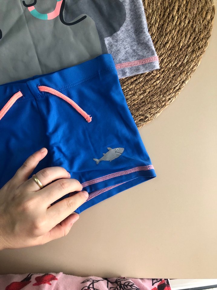 Erkek Çocuk Gri Mavi Kısa Kollu Deniz Temalı Mayo - Görsel 2